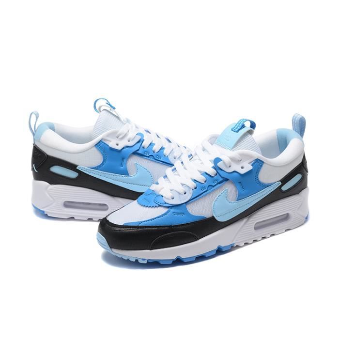 Chaussures de course Nike Air Max 90 Blanc Bleu Noir Cdiscount Sport