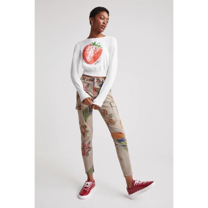 Pantalon femme Desigual Tropi kaki 42 Kaki Cdiscount Sport