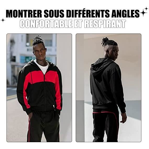 Survetement Homme Deux Pieces Veste a Zippe et Pantalon de Sport Jogging Noir Cdiscount Pret a Porter