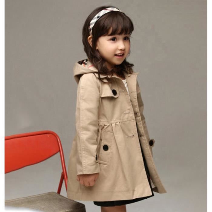 Trench coat filles manteau de filles manteau rembourr pour filles Manteau fleuri uni fille 3 12 ans Bleu treillis