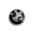 KIT 7 Badge LOGO Embleme BMW Carbone Noir Gris Capot + Coffre 82mm +Volant + 4 centre de roue -2