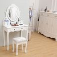 Blanc, coiffeuse - miroir, avec tabouret, avec 4 tiroirs - style minimaliste nordique-2