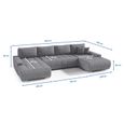 BELUTI - Canapé d'angle panoramique en U Convertible. Tissu Design. Lit + Coffre de Rangement (Gris foncé)-2