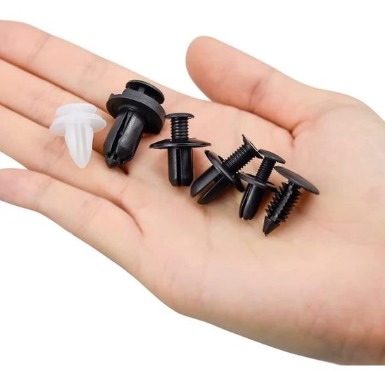 Kit De 447 Clips Et Rivets Plastique Pour Voiture – 18 Tailles Universelles + Outil De Dépose – Noir Et Blanc