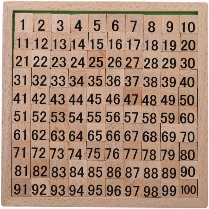 Jouets en Bois Cent Planche Montessori mathématiques 1-100 nombres
