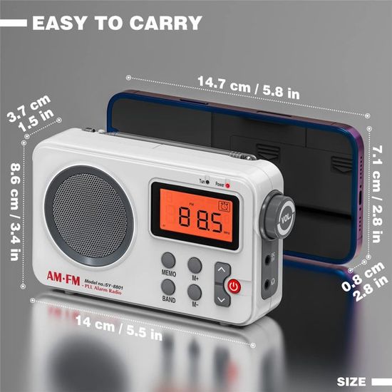 Poste Radio Portable Radio Portable AM/FM SEANCHEER S-169 - Mini Radio De Poche Avec Piles AA Mini Radio Pile AA