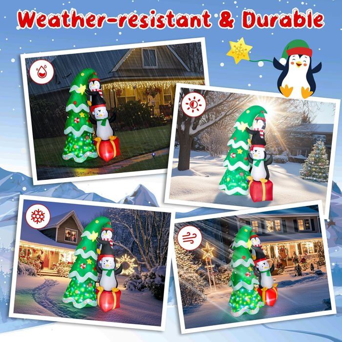 Sapin Noël Gonflable 300cm LED Sapin De Noël Gonflable 300cm Avec LEDs - Décoration Extérieur/Intérieur, Étanche Décoration Noël Gonflable Leroy Merlin