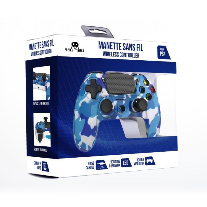 Manette PS4 Sans Fil Bluetooth Double Shock Camouflage de neige