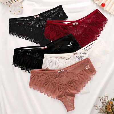 Lot De 6 Culottes Dentelle Noires Femme - Taille S - Neuf Avec Étiquettes - Destockage