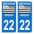 Autocollants Stickers plaque immatriculation voiture auto département 22 Côtes d'Armor Logo Région Bretagne Breizh Symbol-0
