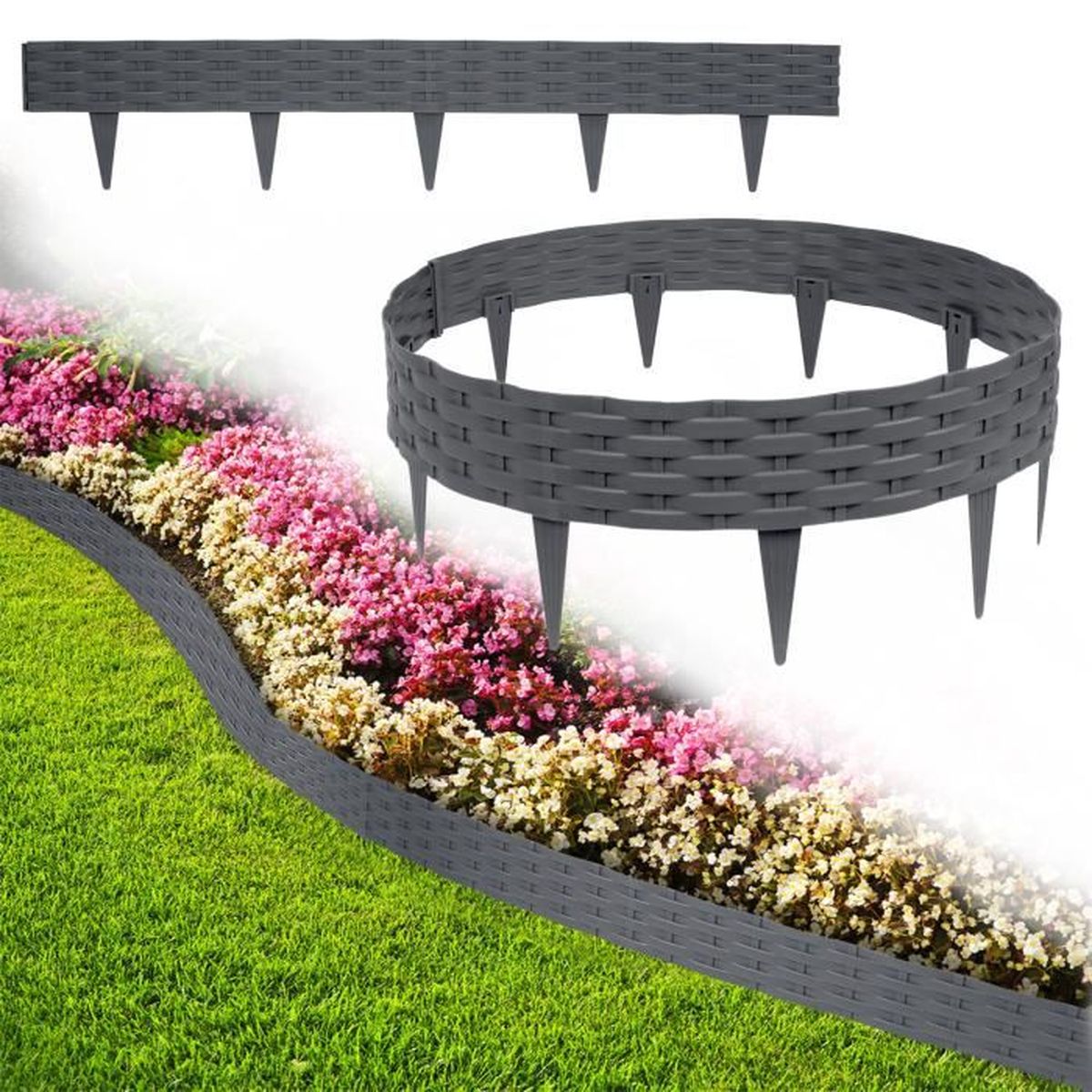 Bordure De Jardin StonePalisade - Imitation Pierre, Flexible, Résistante Aux Intempéries, Facile à Installer