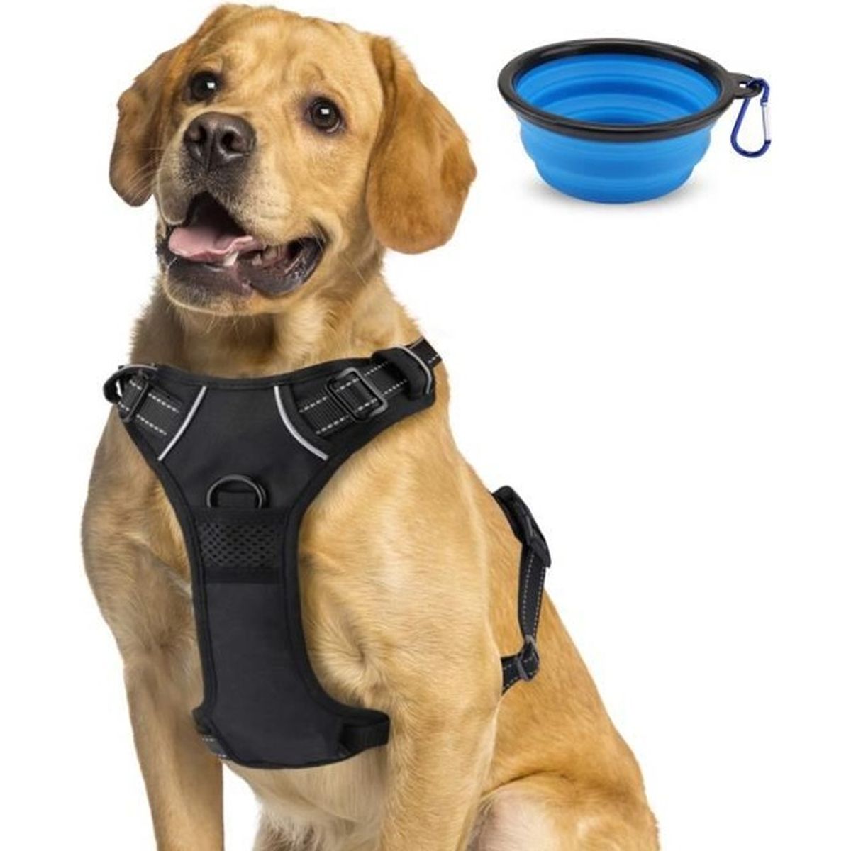 Harnais Chien 56 69cm Taille M Anti Traction Réglable Réfléchissant Gilet Chien Avec Poignée Contrôle Pour Formation De Chien Bol