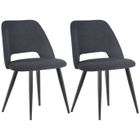 WAFTING Lot de 2 Chaise de Salle à Manger en Velours,Chaise Rembourrée avec Pieds Indépendants,Gris Noir