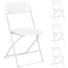 ALIGHTUP Lot de 4 chaises pliantes en plastique blanc, sièges commerciaux empilables portables intérieurs et extérieurs avec cadre en acier