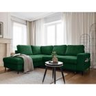 BESTMOBILIER Lilly - Canapé d'angle gauche - 5 places - convertible - en velours côtelé - Vert