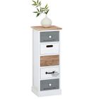 IDIMEX Chiffonnier SALVA H 77 cm en bois massif blanc, gris et brun 5 tiroirs commode petit meuble de rangement haut