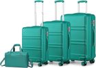 KONO Ensemble de 4 Valises de Voyage Rigide Légere Valise (51.5/65/75cm) à 4 roulettes avec Serrure TSA + Sac de Voyage Ryanair, Bleu