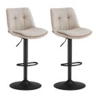 VASAGLE Tabourets de Bar, Lot de 2, Chaise de Cuisine, Siège Pivotant à Hauteur Réglable, avec Dossier et Repose-Pieds, Acier, Blanc