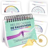 200 Planches De Radiesthésie – Livre De Cadrans Pour Pendule Divinatoire En Français – Format A5 + Pendule Goutte D’Eau Doré
