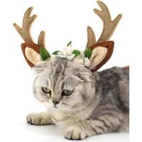 S-L Serre Tête Décoration Noël Oreille Bois de Cerf pour Chiot Chat Déguisement Fête Elaphurus Accessoire Drôle Animal de Compagnie