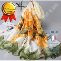 TD® Écharpe française en soie pour femmes, styles de printemps, d'automne et d'hiver, écharpe de mode, châle long