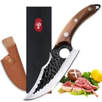 Couteau Viking Forgé Pro Couteau Cuisine Japonais avec Boîte-cadeau Couperet Couteau de Boucher Professionnel Couteau de Chasse