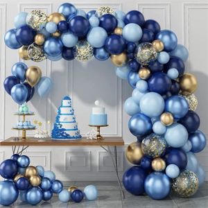 BALLON DÉCORATIF  133 pièces bleu foncé Macaron Latex ballon arc Kit métal ballon ensemble décoration de fête d'anniversaire