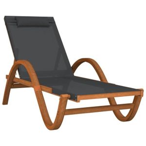 CHAISE LONGUE Chaise longue avec coussin gris textilène/bois massif peuplier Dilwe789628