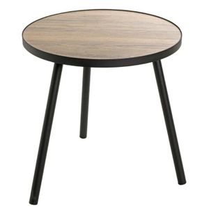 TABLE D'APPOINT Table d'appoint en métal noir et MDF chêne - Diamè