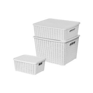 BOITE DE RANGEMENT Lot de 3 boites de rangement blanches Store Box (T