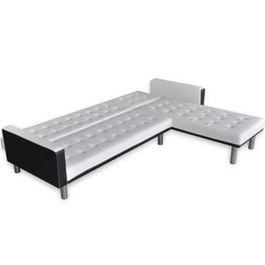 CANAPE CONVERTIBLE Canapé-lit d'angle en cuir synthétique blanc VBEST