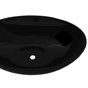 LAVABO - VASQUE Vasque ovale en céramique - VINGVO - Noir - A pose