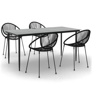 Ensemble table et chaise de jardin LIU-7809355850093Mobilier à dîner de jardin 5 pcs Noir Rotin PVC