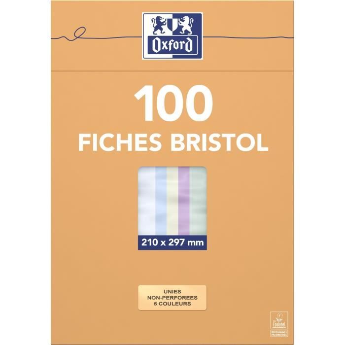 100 Fiches Bristol A4 Petits Carreaux Perforées 21X29,7Cm 10606E pas cher