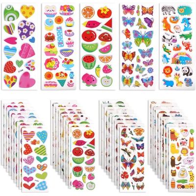 Autocollants 3D Animaux Pour Enfants - 2 Feuilles De Stickers Relief Pour Scrapbooking, Décoration