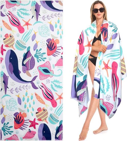 Fouta Plage Anti-Sable Microfibre 160x90cm - Serviette Absorbante Séchage Rapide - Léger Pliable - Plage/Piscine/Voyage - 6