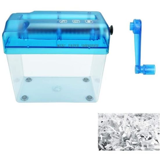 Destructeur Manuel Papier A6 - À Manivelle Portable - Coupe Bandes 3-4 Mm - Sans électricité - 6