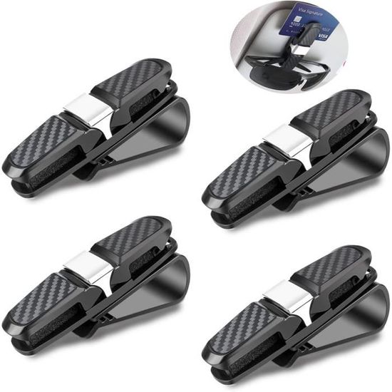 Porte-Lunettes Magnétique Pour Voiture - 2 Pièces Gris - Clip Pour Pare-Soleil - Accessoire Pratique Pour Lunettes De Soleil