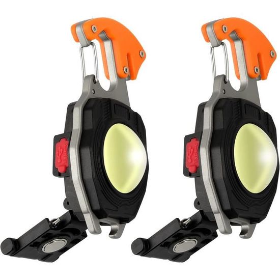 Lampe De Poche LED Portable 2 Pièces - Mini Lampe De Travail étanche Avec Mousqueton