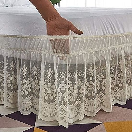 Jupe De Lit Cache-sommier 90x190 Cm - Volants 35 Cm Détachables, Tissu Microfibre, Couleur Rose