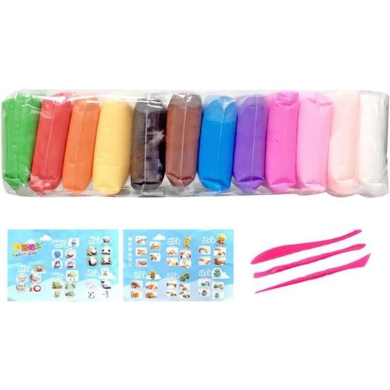 Pâte à modeler 12 couleurs, argile sèche à l
