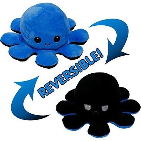 Peluche Pieuvre Reversible Jouet Doudou Bleu Et Noir Enfant Garcon Fille Cadeaux Humeur Neuf Cdiscount Jeux Jouets