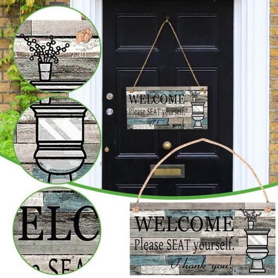 Panneau De Bienvenue En Bois Avec 12 Icônes Saisonnières Interchangeables - Décoration Porte D'Entrée Chaleureuse