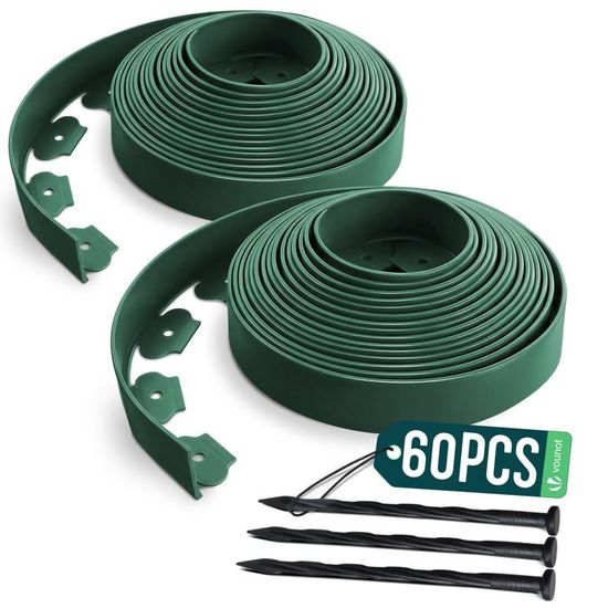 Bordure Jardin Acier Galvanisé VOUNOT - 10m (10x100cm) - Épaisseur 0.7mm - Flexible Et Anti-Rouille - Clôture Pelouse