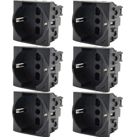 ETTROIT Presa Schuko 2P+T 16A Colore Nero Compatibile Con Vimar Arke 72302814