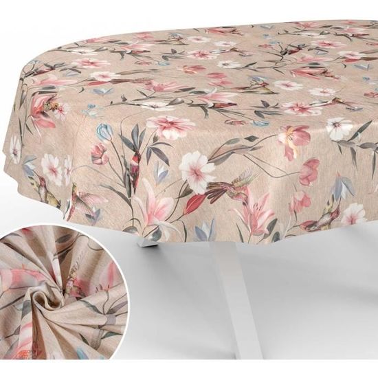 Nappe En Tissu ANRO 240x140cm - Coton/Polyester - Motif Bois Mosaïque - Lavable Et Facile D'Entretien