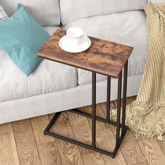 Table Basse Avec Station De Charge Intégrée - 2 Niveaux, Marron Et Noir, Pour Salon Ou Chambre