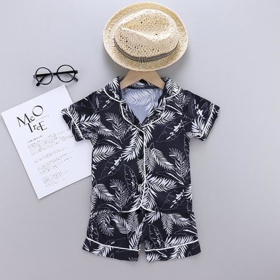 Pyjama Satin Enfant - Ensemble Haut Et Pantalon - Noir - Garçon Et Fille 2 à 14 Ans - Confort Nuit