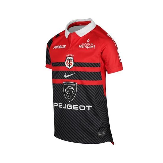 Maillot Stade Toulousain Domicile 2022/2023 Rouge/Noir Junior 100 Polyester Cdiscount Sport