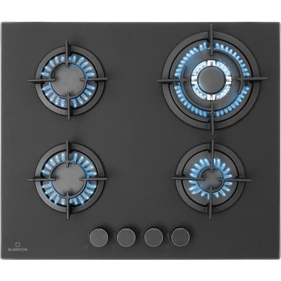 Klarstein Table de Cuisson à Gaz, Plaque de Cuisson Gaz à 4 Brûleurs